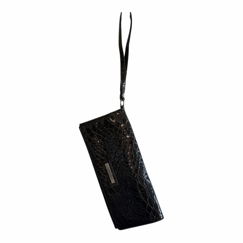 Reaction Kenneth Cole Black Croc-Embossed Wristlet Clutch